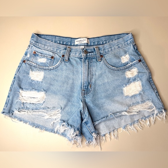 Abercrombie & Fitch Pants - Abercrombie & Fitch Curve Love Boyfriend Shorts 27 Distressed Frayed Light Wash